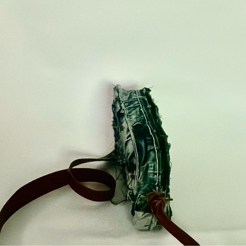 Denim Patchwork Crossbody With Brown Leather Strap - image 2